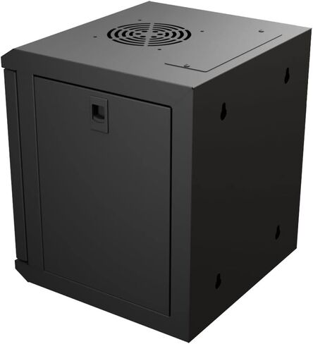 NavePoint 6U 10 Inch Network Server Cabinet, 11.8 inch Deep, Glass Door, Black, Wall Mountable, 2 x Shelves, 1 x Blank Panel in Saudi Arabia