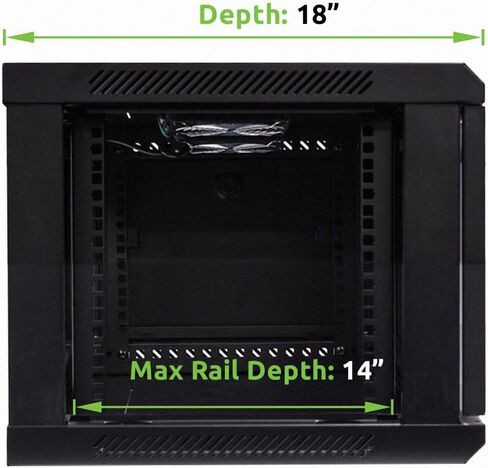 NavePoint 6U Server Rack Enclosure - 17.7" Deep, 6U Wall Mount Network Cabinet with Locking Glass Door for 19" IT Equipment, 6U Network Rack with 2 Fans, Removable Side Panels, Black in Kuwait