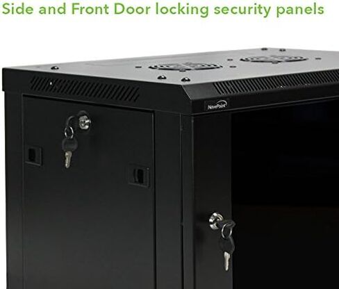 NavePoint 6U Server Rack Enclosure - 17.7" Deep, 6U Wall Mount Network Cabinet with Locking Glass Door for 19" IT Equipment, 6U Network Rack with 2 Fans, Removable Side Panels, Black in Kuwait