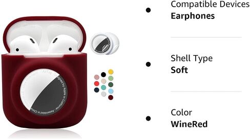 2 in 1 Silicone Protective Skin Cover Compatible with AirPod 1&2 and AirTag, Soft Comprehensive Protective Case with 2 PCS TPU Screen Protector, Anti-Scratch Anti-Fall Anti-Lost(Black) in Kuwait