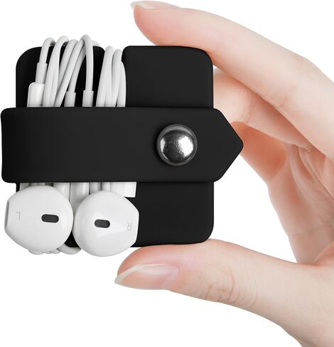 ELFRhino Headphone Case Cord Organizer Earbuds Holder Earphones Case Wrap Winder Headset Keeper Cord Manager Cable Organizer Black in Saudi Arabia