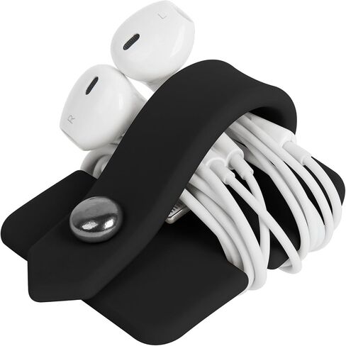 ELFRhino Headphone Case Cord Organizer Earbuds Holder Earphones Case Wrap Winder Headset Keeper Cord Manager Cable Organizer Black in Saudi Arabia
