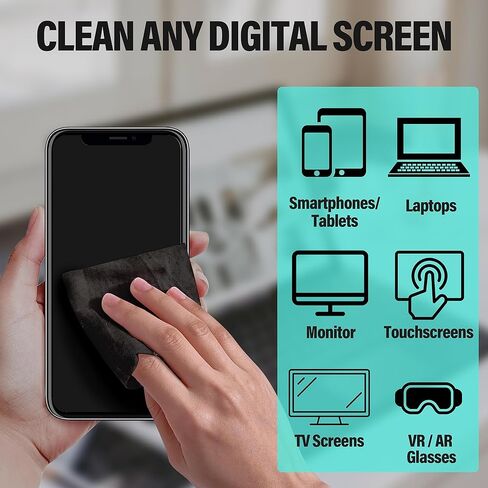 Calyptus Large Screen Cleaner Spray Kit | 32 Ounces + 4 Premium Screen Cloths | Plant Based Power | USA Made | Cleans iPad, Laptop, TV Screen Cleaner, Tablet, and Computer Monitor in Kuwait