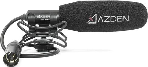ميكروفون AZDEN SGM-250CX الاحترافي المدمج لإنتاج الأفلام والفيديو مع غطاء الزجاج الأمامي فروي SWS-CX in Kuwait
