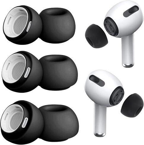 Janient 3 Pairs Replacement Ear Tips for Airpods Pro 1/2, Silicone Rubber Earbud Tips with Noise Reduction Hole for Airpods 1st and 2nd Generation, Small Medium Large 3 Sizes, White in Saudi Arabia