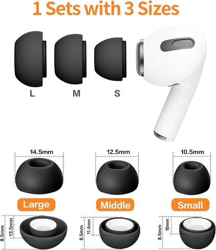 Janient 3 Pairs Replacement Ear Tips for Airpods Pro 1/2, Silicone Rubber Earbud Tips with Noise Reduction Hole for Airpods 1st and 2nd Generation, Small Medium Large 3 Sizes, White in Saudi Arabia