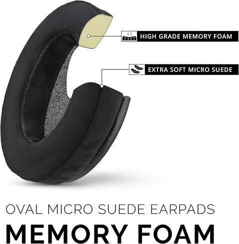 Velor Replacement Ear Pads for HyperX Cloud & Alpha, ATH M50X, Steelseries Arctis, Logitech G Pro & More Headphones, Soft Velour, Memory Foam & Long Lasting Earpads by Brainwavz - Black in Kuwait