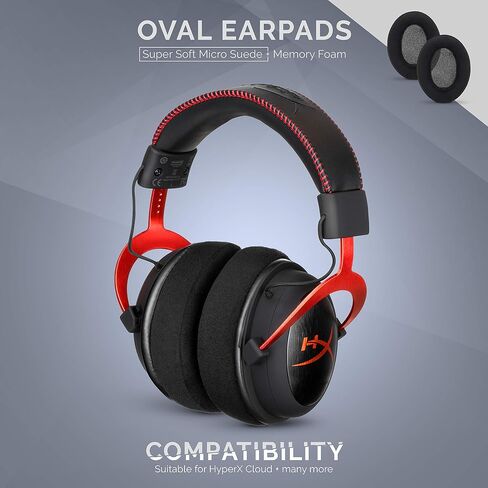 Velor Replacement Ear Pads for HyperX Cloud & Alpha, ATH M50X, Steelseries Arctis, Logitech G Pro & More Headphones, Soft Velour, Memory Foam & Long Lasting Earpads by Brainwavz - Black in Kuwait