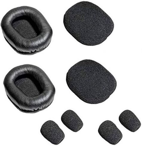 Ear Pad Cushion Kit for Blue Parrott B350-XT Bluetooth Headset, 2 Leather Cushions, 2 Foam Earpads, 4 Microphone Windscreens by Global Teck in Saudi Arabia