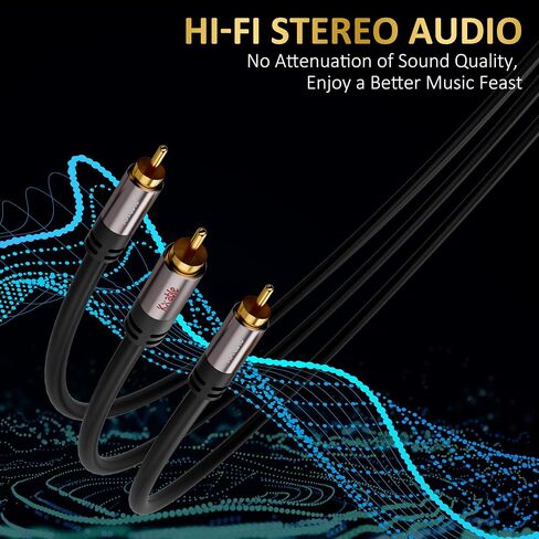 كابل مقسم RCA Y-Adapter بطول 25 قدم، 1 RCA ذكر إلى 2 كابل مضخم صوت ستيريو RCA ذكر، ثنائي الاتجاه، للمسرح المنزلي، نظام هاي فاي، مكبر الصوت، مكبر الصوت، مطلي بالذهب 24 قيراط، القطر الخارجي: 5.0 مم in Kuwait