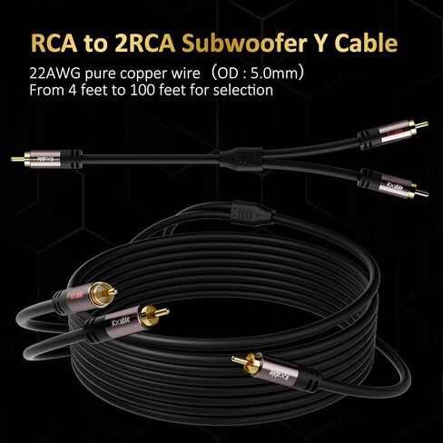 كابل مقسم RCA Y-Adapter بطول 25 قدم، 1 RCA ذكر إلى 2 كابل مضخم صوت ستيريو RCA ذكر، ثنائي الاتجاه، للمسرح المنزلي، نظام هاي فاي، مكبر الصوت، مكبر الصوت، مطلي بالذهب 24 قيراط، القطر الخارجي: 5.0 مم in Kuwait