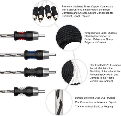 RECOIL PCI217 17ft 2-Channel RCA Audio Interconnects Cable Double Shielded in Saudi Arabia