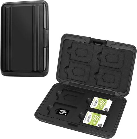 During SD Card Holder Shockproof, Metal Waterproof Memory Card Case for SD SDHC MMC Micro SD TF Cards，8 Large 8 Small Indentations in Kuwait