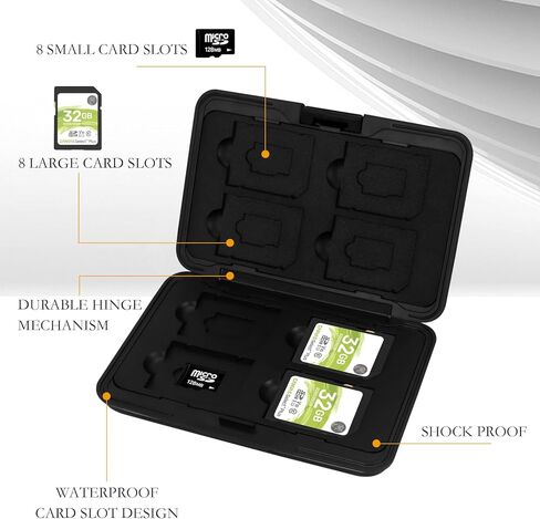 During SD Card Holder Shockproof, Metal Waterproof Memory Card Case for SD SDHC MMC Micro SD TF Cards，8 Large 8 Small Indentations in Kuwait