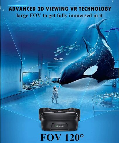 VR Headset/Goggles, Virtual Reality Glasses w/ 3D HiFi Headphones for 3D Movie Video Game for iPhone 14 13 12 11 Pro Max X S R 8 Plus Android for Samsung Galaxy S23 S22 S21 S20 S10 S9 Edge in Kuwait