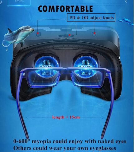 VR Headset/Goggles, Virtual Reality Glasses w/ 3D HiFi Headphones for 3D Movie Video Game for iPhone 14 13 12 11 Pro Max X S R 8 Plus Android for Samsung Galaxy S23 S22 S21 S20 S10 S9 Edge in Kuwait
