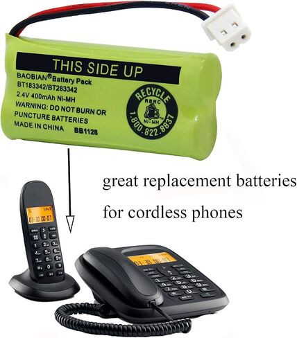 BT183342/BT283342 2.4V 400mAh Ni-MH BT166342/BT266342 BT162342/BT262342 Rechargeable Cordless Phone Battery CS6709 CS6609 CS6509 CS6409 EL52100 EL50003 (2 Pack) in Saudi Arabia