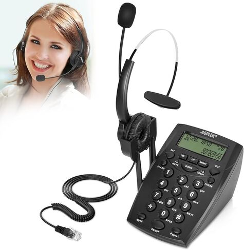 AGPtek® Call Center Dialpad Headset Telephone with Tone Dial Key Pad & REDIAL in Saudi Arabia