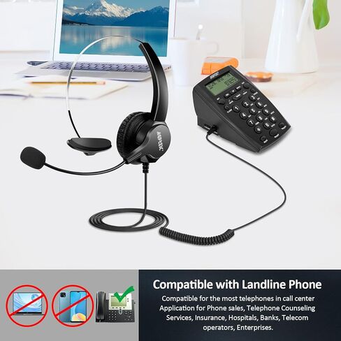AGPtek® Call Center Dialpad Headset Telephone with Tone Dial Key Pad & REDIAL in Saudi Arabia