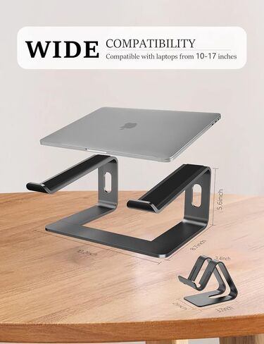 Laptop Stand for Desk Aluminum Laptop Riser Holder for All laptops 10-17 Inches,Include A Cell Phone Stand(Black) in Saudi Arabia