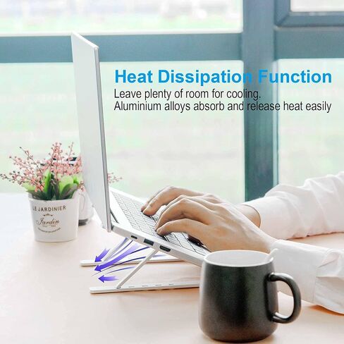 حامل كمبيوتر محمول للمكتب من Arae، حامل ألومنيوم محمول مريح قابل للتعديل، قابل للطي للكمبيوتر، حامل 7 زوايا مضاد للانزلاق متوافق مع أجهزة الكمبيوتر المحمولة مقاس 9-15.6 بوصة، رمادي in Kuwait