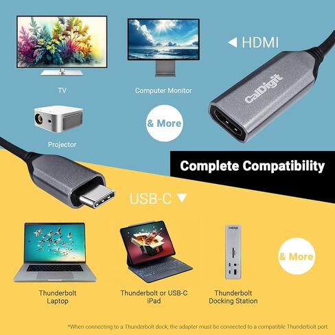 CalDigit DisplayPort 2.0 إلى HDMI 2.1 (DP إلى HDMI) محول نشط 8K 60 هرتز UHD (7680 × 4320)، تحديث عالي، ألوان 10 بت، HDR ودعم Eyefinity (DP 2.0 إلى HDMI 2.1 (8K)) in Kuwait