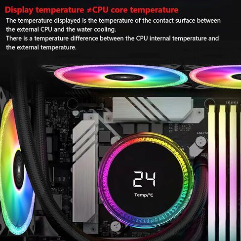 i240 CPU Liquid Cooler,Water Cooler with Temperature Display Screen,240mm Radiator ARGB & PWM Case Fans,Intel 115X/1200/1700/1366/2011 / 2066, AMD AM5 / AM4 ，Black in Kuwait