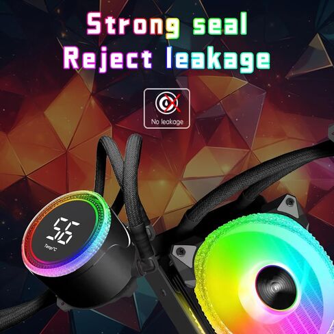 i240 CPU Liquid Cooler,Water Cooler with Temperature Display Screen,240mm Radiator ARGB & PWM Case Fans,Intel 115X/1200/1700/1366/2011 / 2066, AMD AM5 / AM4 ，Black in Kuwait