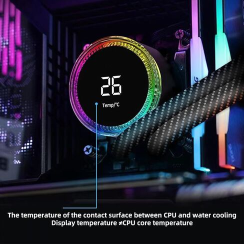 i240 CPU Liquid Cooler,Water Cooler with Temperature Display Screen,240mm Radiator ARGB & PWM Case Fans,Intel 115X/1200/1700/1366/2011 / 2066, AMD AM5 / AM4 ，Black in Kuwait