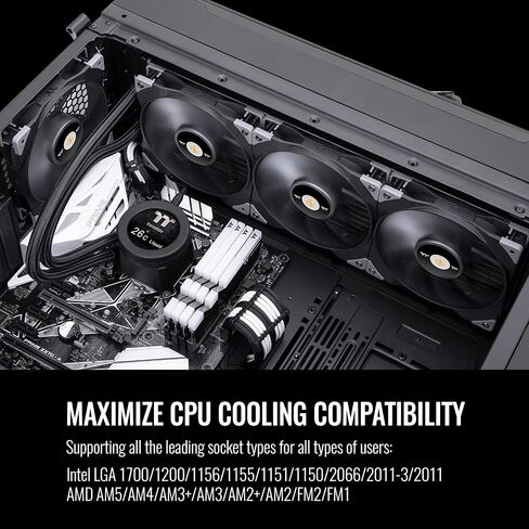 Thermaltake TOUGHLIQUID 240 ARGB Motherboard Sync All-in-One Liquid CPU Cooler, AMD (AM5/AM4) / Intel (LGA 1700/1200), 240mm High Efficiency Radiator CL-W319-PL12BL-A in Kuwait