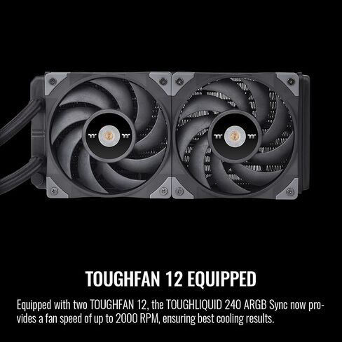 Thermaltake TOUGHLIQUID 240 ARGB Motherboard Sync All-in-One Liquid CPU Cooler, AMD (AM5/AM4) / Intel (LGA 1700/1200), 240mm High Efficiency Radiator CL-W319-PL12BL-A in Kuwait