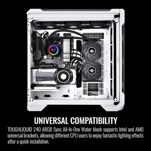 Thermaltake TOUGHLIQUID 240 ARGB Motherboard Sync All-in-One Liquid CPU Cooler, AMD (AM5/AM4) / Intel (LGA 1700/1200), 240mm High Efficiency Radiator CL-W319-PL12BL-A in Kuwait