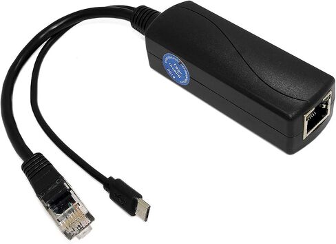 Gigabit Micro USB PoE Splitter 5V 2.4A, IEEE 802.3af Standard 10/100/1000Mbps for Raspberry Pi 4, Google WiFi, Tablets, Dropcam Power Over Ethernet USB Splitter Adapter (USB0502G Black) in Kuwait