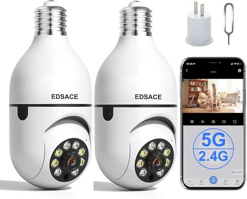 5G Light Bulb Security Camera Wifi Dual Band ,360 degree 1080P Security Camera, Wireless Indoor Camera Full Color,Smart Dome Camera with Auto Tracking, Light Socket Camera Surveillance PTZ Camera in Kuwait