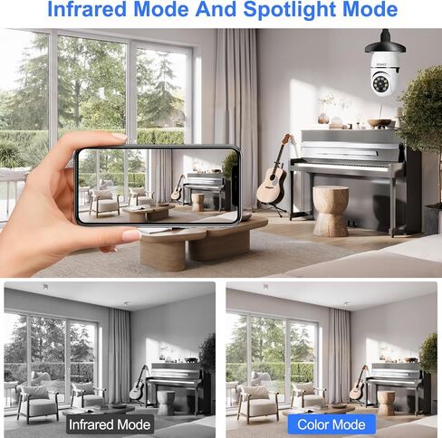 5G Light Bulb Security Camera Wifi Dual Band ,360 degree 1080P Security Camera, Wireless Indoor Camera Full Color,Smart Dome Camera with Auto Tracking, Light Socket Camera Surveillance PTZ Camera in Kuwait