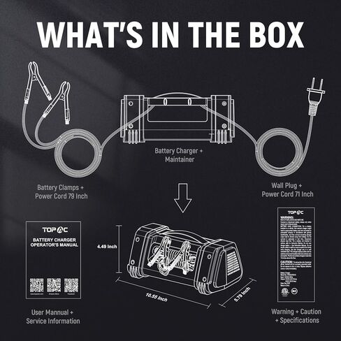 TOPAC 15 Amp Car Battery Charger, 6V and 12V Smart Fully Automatic Battery Charger Maintainer Trickle Charger for Car Truck Motorcycle Lawn Mower Boat Marine Lead Acid Batteries in Kuwait