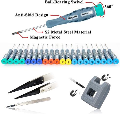 GogoFix Precision Screwdriver Tool Kit Compatible with Electronics, Computer, Laptop, Phone, Pad, Gaming Console, Camera Repair and Maintenance, 20 Pieces in Saudi Arabia