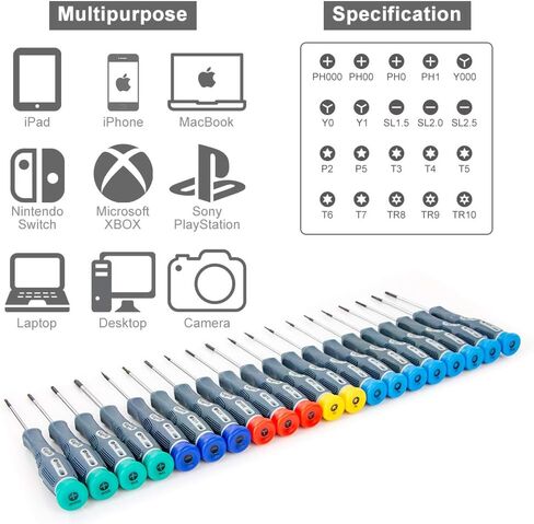GogoFix Precision Screwdriver Tool Kit Compatible with Electronics, Computer, Laptop, Phone, Pad, Gaming Console, Camera Repair and Maintenance, 20 Pieces in Saudi Arabia