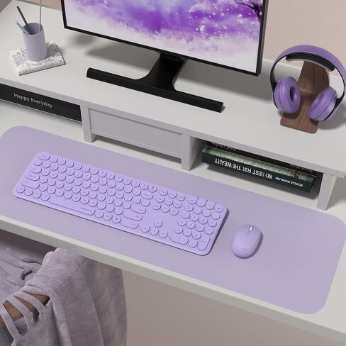 UBOTIE Wireless Computer Keyboards and Mouse Combo, Quiet Scissor Switch Slim Keyboards Mice Set, Full Size 111 Round Keycaps with Adjustable DPI Mouse, Power Button for Laptop PC (Sakura Pink) in Kuwait