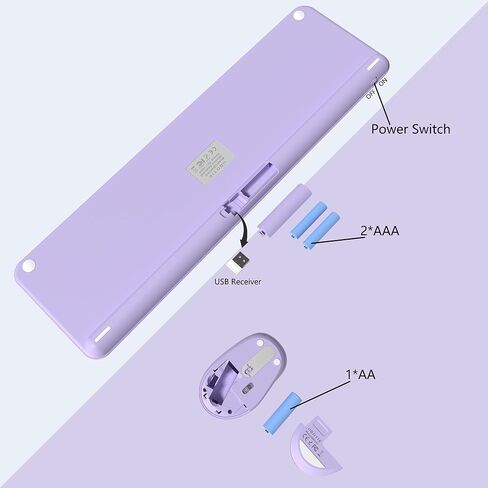 UBOTIE Wireless Computer Keyboards and Mouse Combo, Quiet Scissor Switch Slim Keyboards Mice Set, Full Size 111 Round Keycaps with Adjustable DPI Mouse, Power Button for Laptop PC (Sakura Pink) in Kuwait