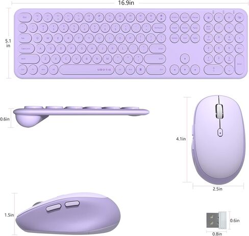 UBOTIE Wireless Computer Keyboards and Mouse Combo, Quiet Scissor Switch Slim Keyboards Mice Set, Full Size 111 Round Keycaps with Adjustable DPI Mouse, Power Button for Laptop PC (Sakura Pink) in Kuwait