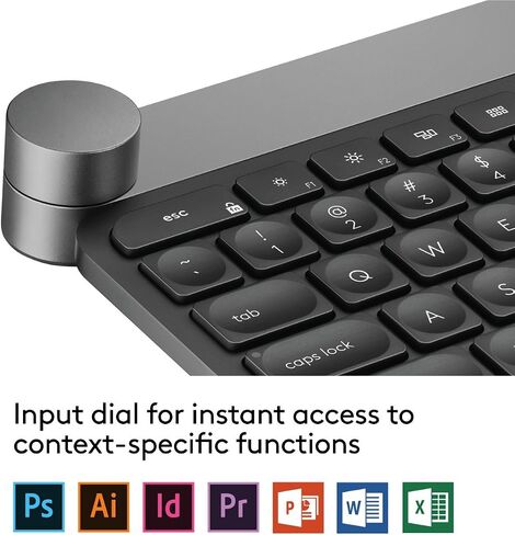 Logitech Craft Advanced Wireless Keyboard with Creative Input Dial and Backlit Keys, Dark Grey and Aluminum in Kuwait