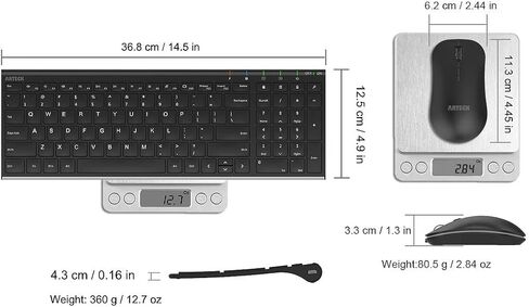Arteck 2.4G Wireless Keyboard and Mouse Combo HW193MW162 Stainless Ultra Slim Full Size Keyboard and Ergonomic Mouse for Computer Desktop PC Laptop and Windows 11/10/8/7 Build in Rechargeable Battery in Saudi Arabia