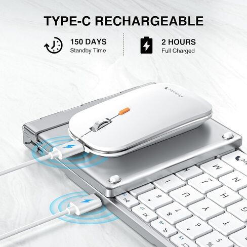 Foldable Keyboard and Mouse, ProtoArc XKM01 Folding Bluetooth Keyboard Mouse Combo for Business and Travel, 2.4G+Dual Bluetooth Full-Size Portable Keyboard for Laptop iPad Tablets - White Silver in Saudi Arabia