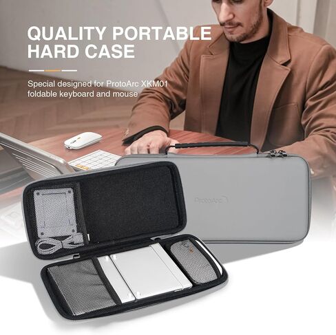 Foldable Keyboard and Mouse, ProtoArc XKM01 Folding Bluetooth Keyboard Mouse Combo for Business and Travel, 2.4G+Dual Bluetooth Full-Size Portable Keyboard for Laptop iPad Tablets - White Silver in Saudi Arabia