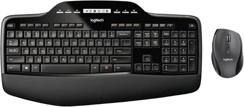 مجموعة لوحة مفاتيح/ماوس لاسلكية لسطح المكتب من لوجيتك MK710-RB، ماوس USB لاسلكي سريع التمرير، لوحة مفاتيح مع لوحة تحكم LCD، عمر بطارية طويل، أسود (متجدد) in Kuwait
