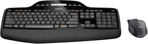 مجموعة لوحة مفاتيح/ماوس لاسلكية لسطح المكتب من لوجيتك MK710-RB، ماوس USB لاسلكي سريع التمرير، لوحة مفاتيح مع لوحة تحكم LCD، عمر بطارية طويل، أسود (متجدد) in Kuwait