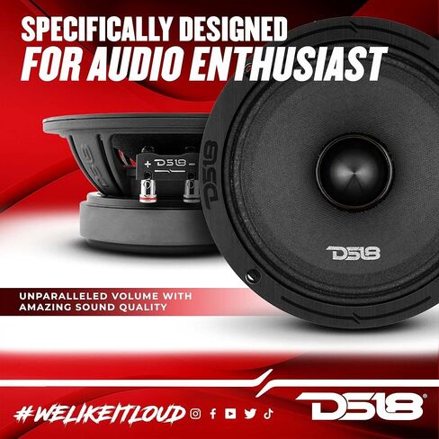 DS18 PRO-ZXI6.4BM 6.5" Pro Audio Midrange Loudspeaker - 600W Max, 300W RMS, 4 Ohms - Premium Quality Audio Door Speakers for Car or Truck Stereo Sound System (1 Speaker) in Kuwait