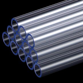 Frienda 12 Pcs Clear PETG Tube 0.39 inch/ 10 mm ID, 0.55 inch/ 14 mm OD Rigid PETG Tubing Water Cooling Kit Water Cooling Systems for PC Liquid, 30 Inch Long in Kuwait