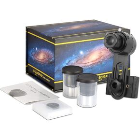 طقم إكسسوارات التلسكوب مقاس 1.25 بوصة - قطعتان من عدسات PLOSSL من المواصفات المختلفة، فلتر نقل القمر بنسبة 13% ومحول للهاتف الخلوي مع عدسة 1.5X بارلو in Kuwait